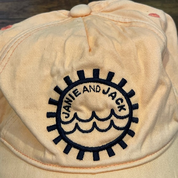 Janie and Jack Baby Peach Baseball Hat with Navy Embroidered Sun Logo, Size 6-8M